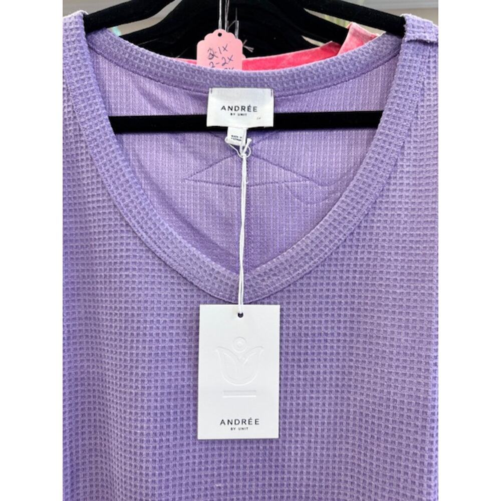 Andree by UNIT - Lavender Waffle Long Sleeve Top - 3X - Picture 4 of 5